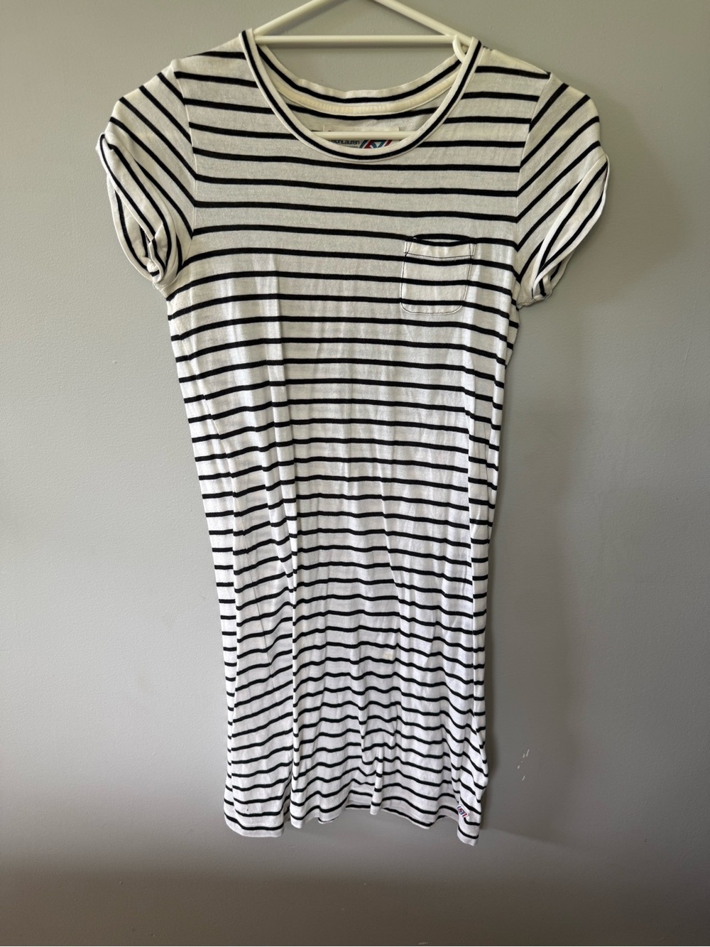 Polo by Ralph Lauren White and Black Striped T-Shirt Dress